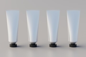 Plastic Aluminum Cosmetic Paint Multiple Tube Mockup. 3D Rendering