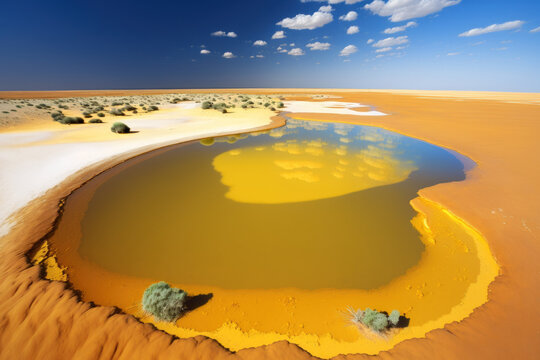 Ubari Oasi in Fezzan, Libya, Africa's Sahara Desert. Generative AI