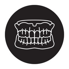 False teeth line icon. Dental prosthetic.