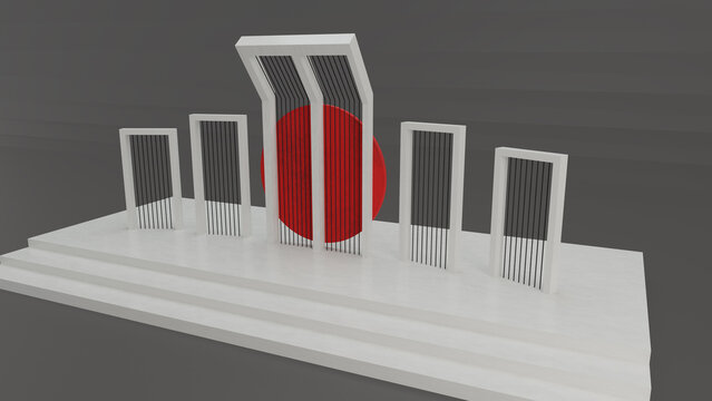 Shahid Minar 3D Design 21 February, International Mother language day. National Martyr Monument of Bangladesh.