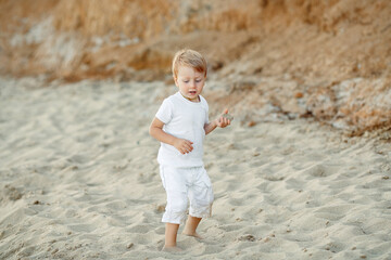 little child playing on the beach