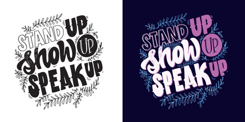 Fototapeta premium Cute lettering postcard about life. Motivation lettering art print, t-shirt design, mug print. 