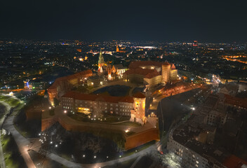 Wawel Castle at night. Poland, Cracow