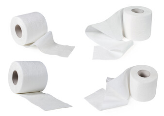 set of toilet paper on white background