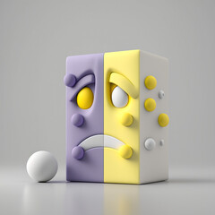 Smutna kostka emoji, bohater 3d, Sad emoji cube, 3d figure - AI Generated