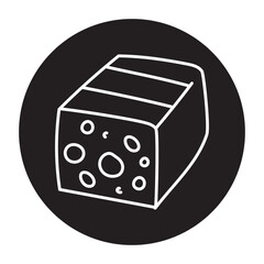 Edam cheese black line icon. Dairy product.