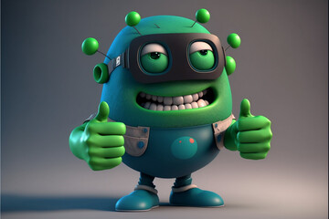 Pozytywny kosmita - postać 3D, Positive alien - 3D character - AI Generated - obrazy, fototapety, plakaty