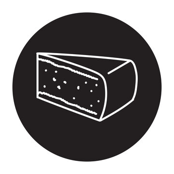 recommend clip art: Brie cheese black line icon. Dairy product.