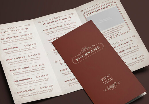 Vintage Bodegon Menu A4 Trifold
