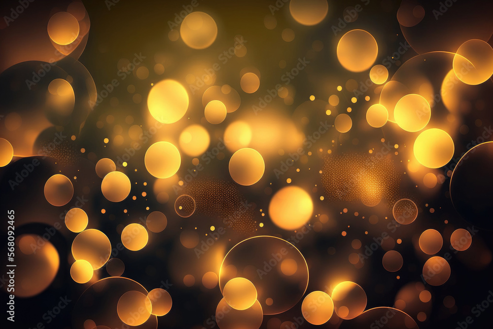 Poster abstract bokeh background in gold. generative ai