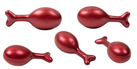 Red capsules with cosmetic oil for the face. isolate