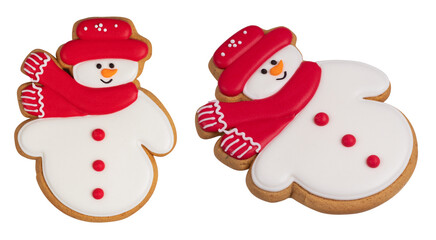 Holiday Snowman Gingerbread Man Cookie over White