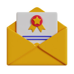 3d illustration of icon congratulations email rendering