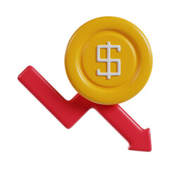 revenue loss icon rendering 3d illustration