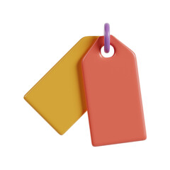 3D illustration of blank price tags or discount labels, shopping and retail promotion concept isolated