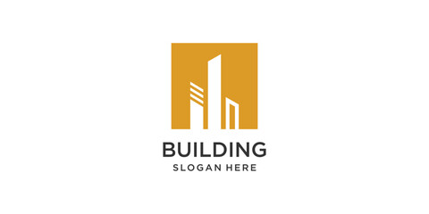 Building logo design with modern idea, real estate, apartment, house
