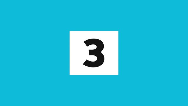 Animated countdown 3D cube. Countdown Number 5 to 1.