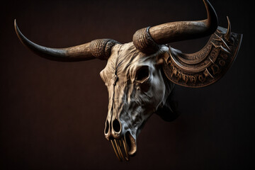 Fototapeta premium top image of a bull skull, in isolation. Generative AI