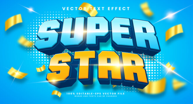 Super star 3d editable vector text effect with blue color concept.