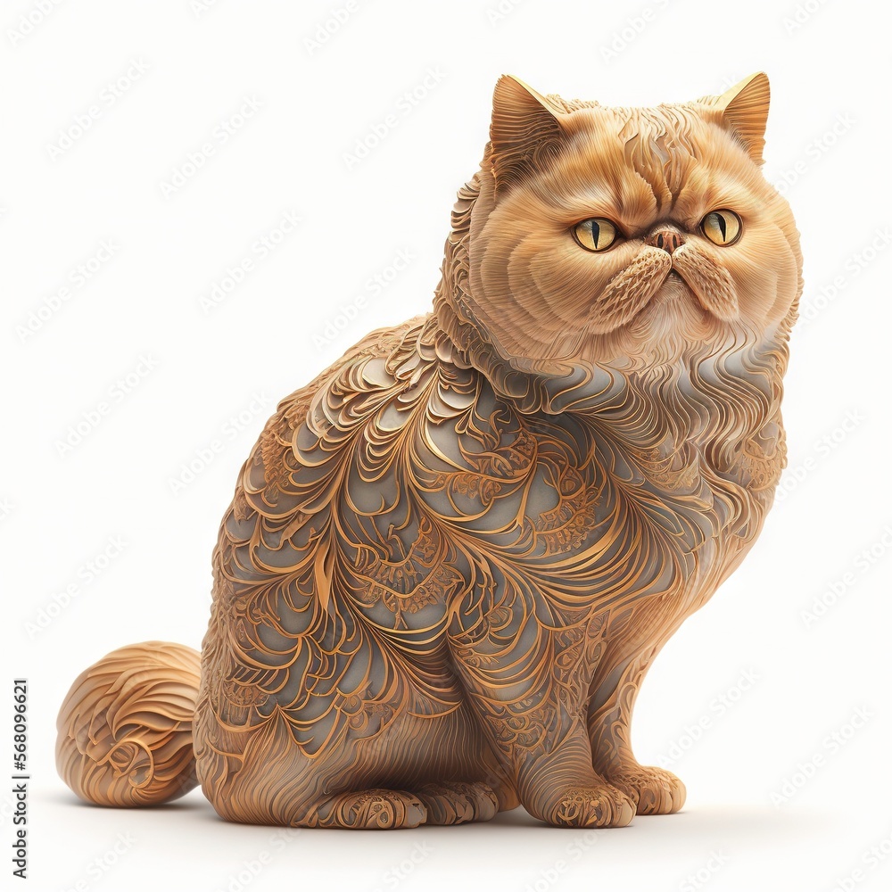 Aufkleber a statue of a cat sitting on a white background with a white background and a white background with 