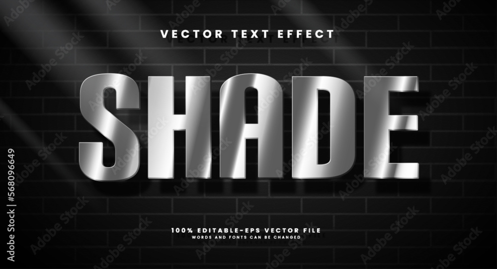 Poster silver shade 3d editable vector text style effect