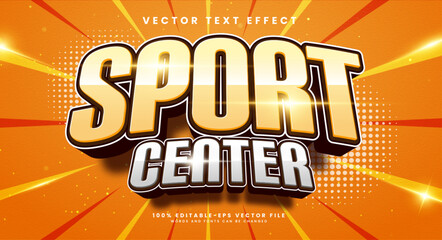 Sport center 3d editable vector text style effect, suitable for sport theme events