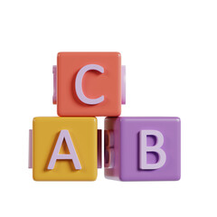 3d ABC block rendering icon illustration