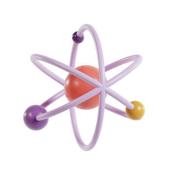 atom icon illustration 3d rendering