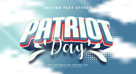 Patriot day 3d editable vector text style effect, suitable for celebrate patriot day themes
