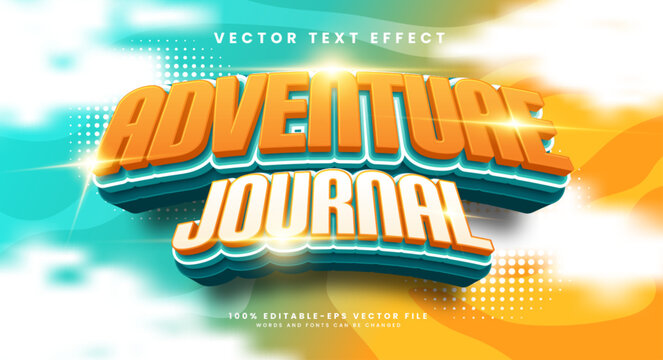 Adventure journal 3d editable vector text style effect, suitable for wild adventure themes