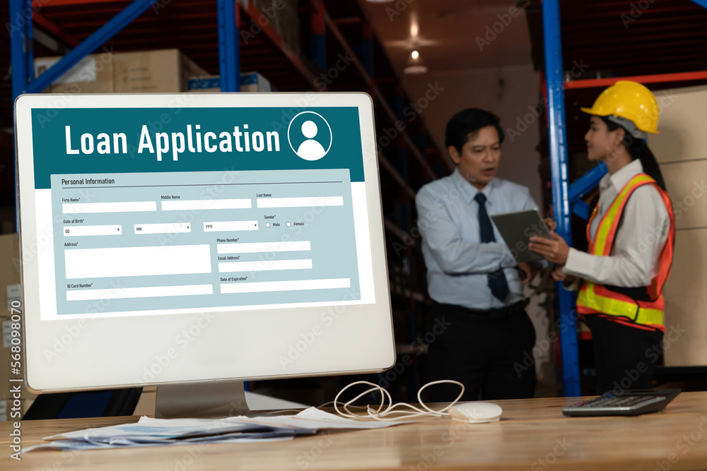 Poster online loan application form for modish digital information collection on the internet network