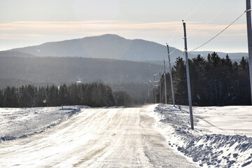 The village road on a cold January day, Sainte-Apolline, Qu&eacute;bec, Canada