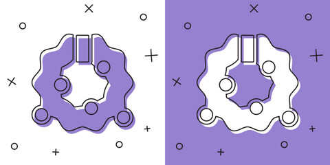 Set Christmas wreath icon isolated on white and purple background. Merry Christmas and Happy New Year. Vector