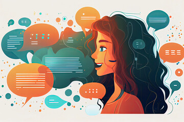 Chat conversation of a girl with AI or Artificial Intelligence using Chat GPT showing message bubbles