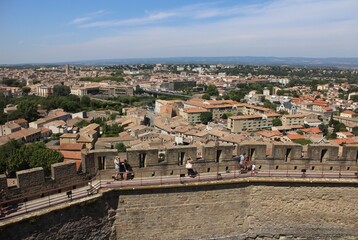 Panoramic view from Wall of Carcassonne in France