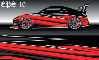 Naklejka premium Car wrap design. Livery design for racing car. sedan, hatchback. vector format.