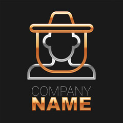 Line Beekeeper with protect hat icon isolated on black background. Special protective uniform. Colorful outline concept. Vector