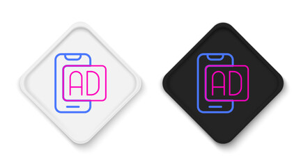 Line Advertising icon isolated on white background. Concept of marketing and promotion process. Responsive ads. Social media advertising. Colorful outline concept. Vector