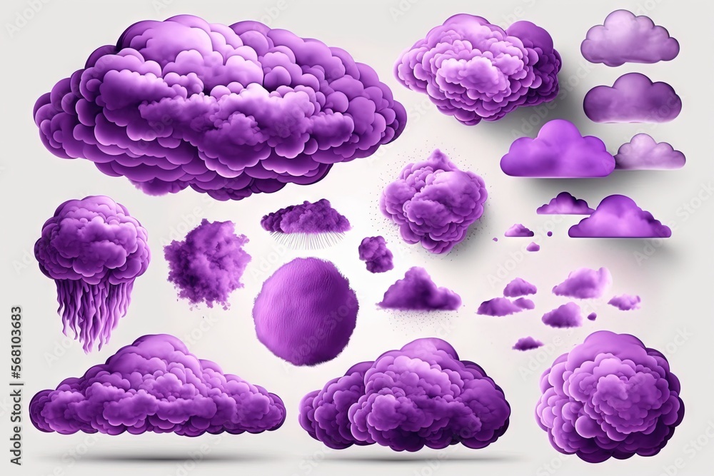 Poster a bunch of clouds that are purple and white with some clouds in the middle of them and some clouds i