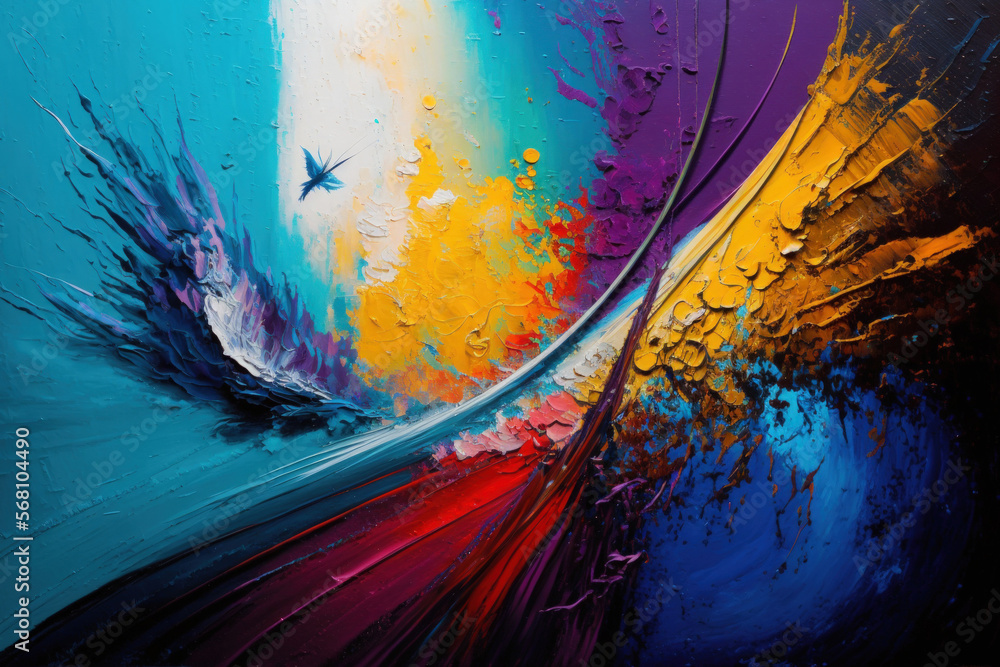 Poster Original painting with a background of abstraction. Generative AI