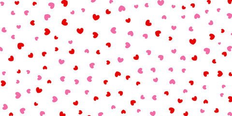 Fototapeta na wymiar Ornate Happy Valentine's day background with Red love hearts in a simple and minimal style. Y2k aesthetic. Cute romantic pink hearts background print. 