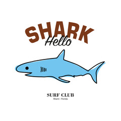 Cartoon Shark logo and mascot isolated on white background - Vector