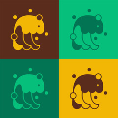 Pop art Tsunami icon isolated on color background. Flood disaster. Stormy weather by seaside, ocean or sea wave or tsunami. Vector