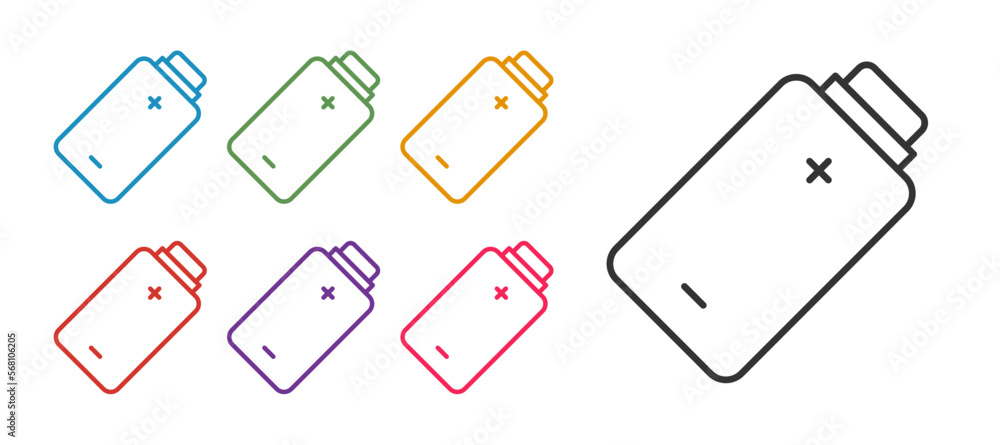 Poster set line battery charge level indicator icon isolated on white background. set icons colorful. vecto
