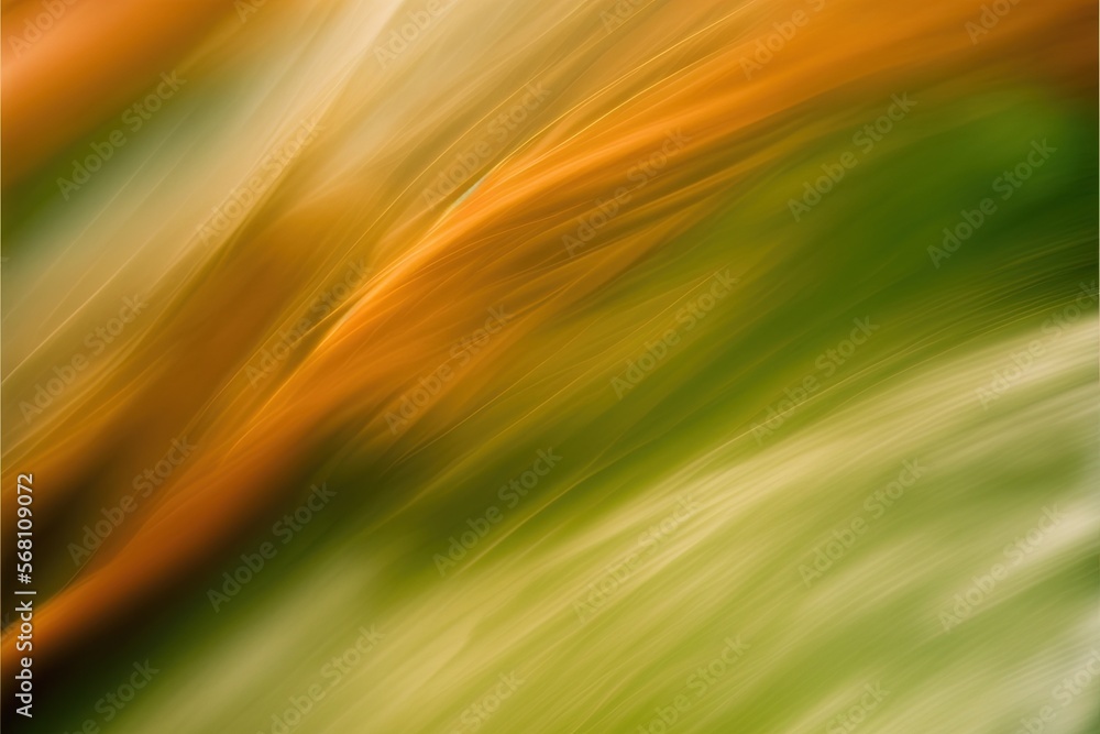 Poster a blurry image of a green and orange background with a white border and a black border at the bottom