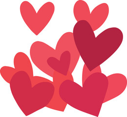 Valentines day group of red hearts vector illustration and clipart
