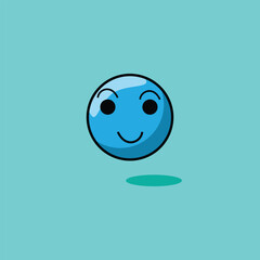 Fototapeta premium simple smile face on blue background. blue ball. flat art