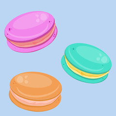 Vector collection of colorful macarons. macaroons, sweets, menu design, restaurants, cafes.
