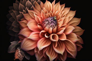 Illustration Of The Dahlias Flower In A Vibrant And Calm Way (Generative AI)