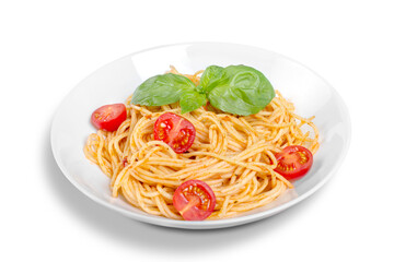 Tasty Italian pasta with tomato sauce